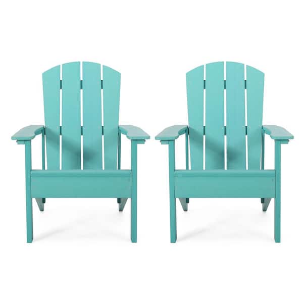 Noble House Giulietta Teal Wood Outdoor Patio Adirondack Chair (2-Pack)