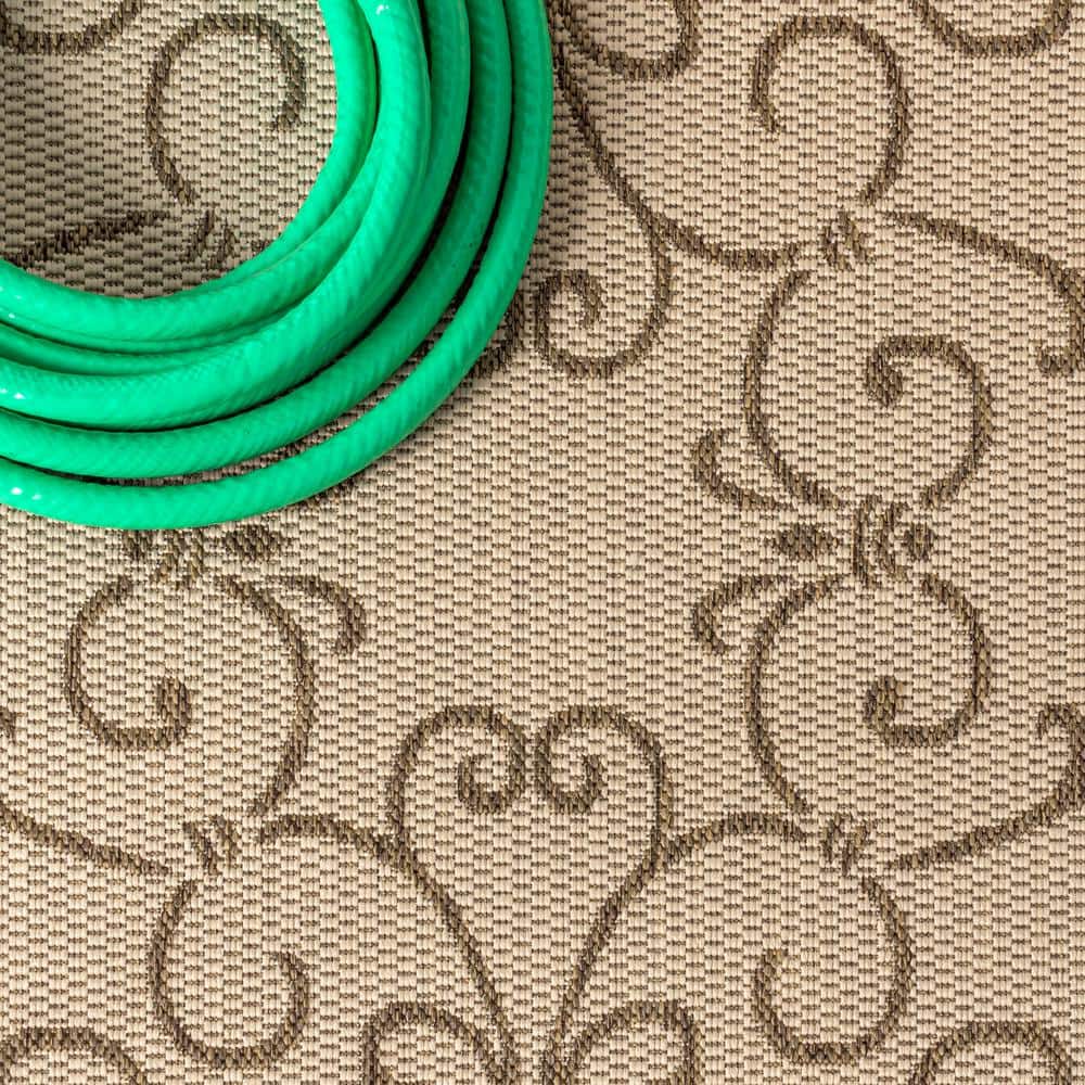Boho Vintage Filigree Cream & Brown Indoor/Outdoor Runner Rug