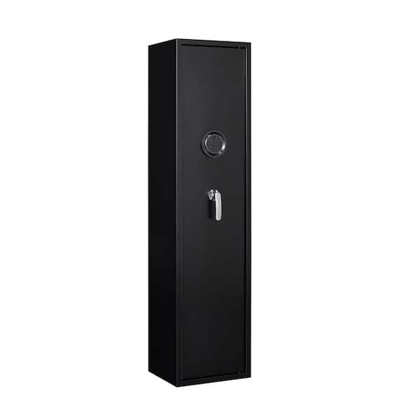 FUNKOL 11.81 in. W x 13.78 in. D x 57.09 in. H Assembled Steel Gun Cabinet in Black smart Combination Lock/Alarm LED Lights