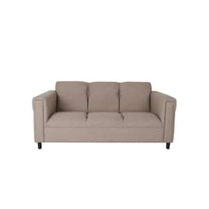 Amelia 72 in. Rolled Arm Polyester Rectangle Sofa in Beige