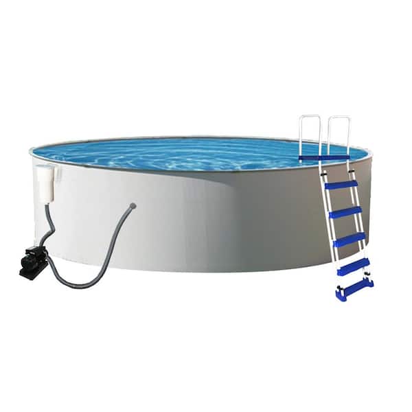 Blue Wave Presto 24 ft. Round x 52 in. Deep Metal Wall Above Ground Pool Package