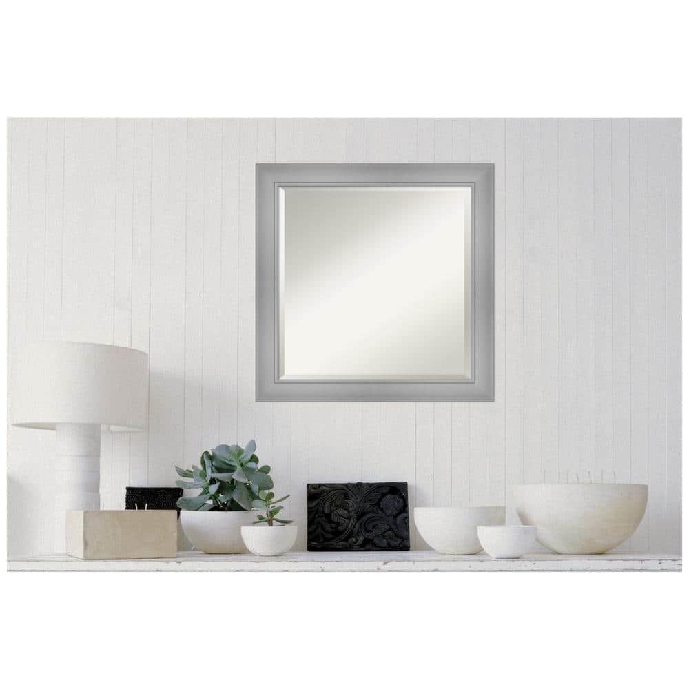Flair Polished Nickel 24" Square Vanity Mirror with Beveled Edge