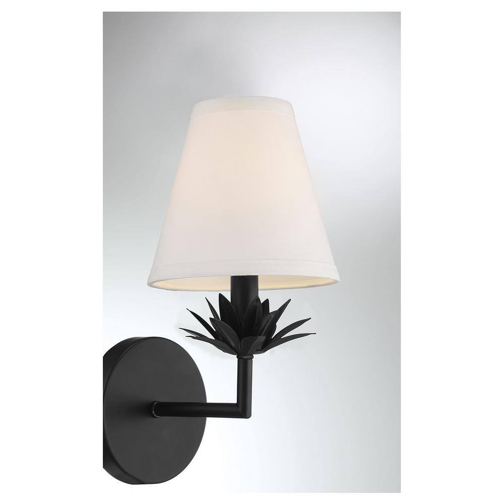 Rosalie Floral Bobeche Matte Black Outdoor Wall Sconce