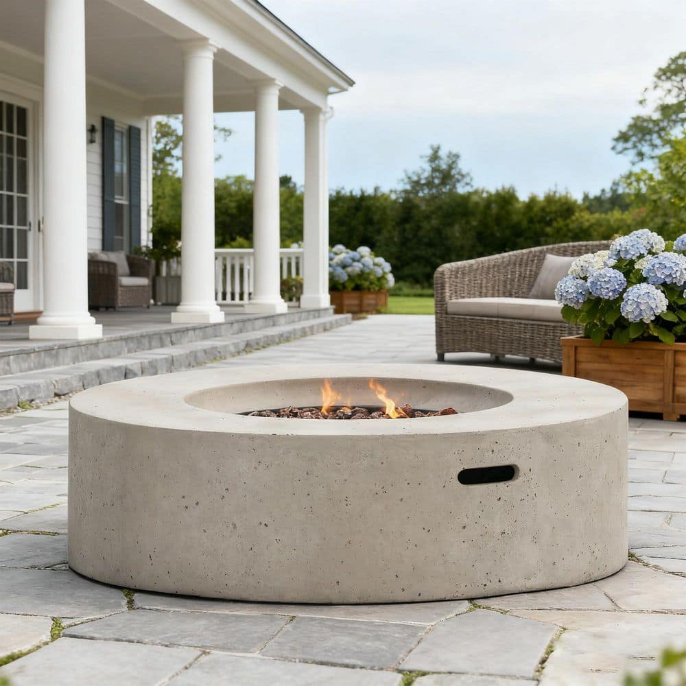 39 in. 50,000 BTU Round Concrete Propane Fire Pit in Light Gray price history on PriceWatchPro