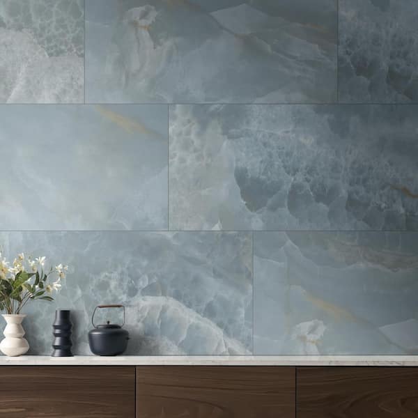 Biotite 24 in. x 48 in. Polished Porcelain Onyx Look Floor and Wall Tile (15.50 sq. ft./Case)