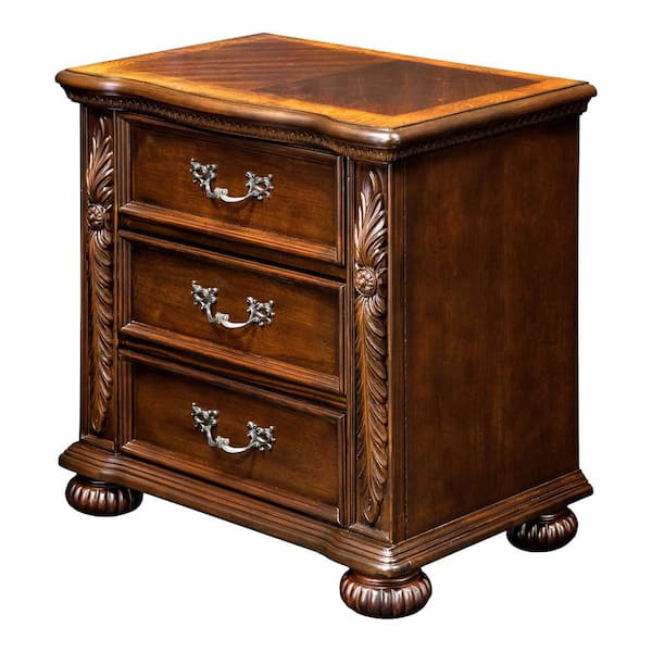 Colady Traditional Brown Cherry 3-Drawer Nightstand