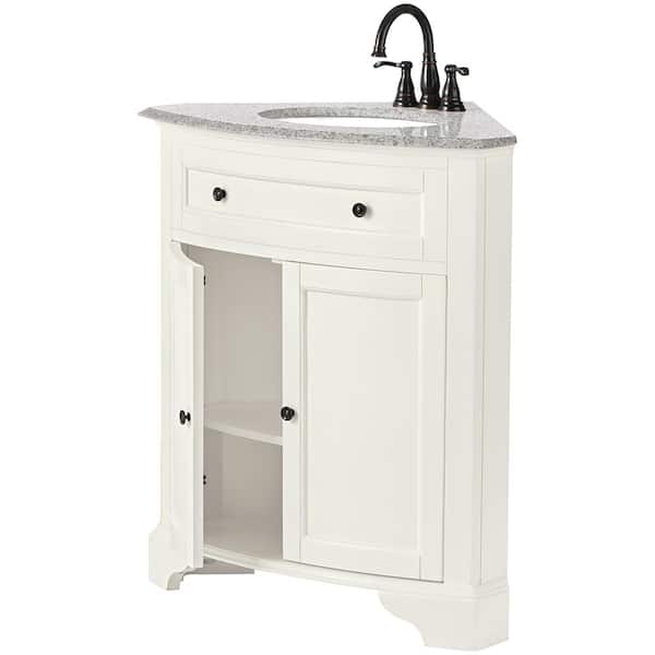 Home Decorators Collection Hamilton 31 In W X 23 In D Corner Bath Vanity In Ivory With Granite Vanity Top In Grey 10809 Cs30h Dw The Home Depot