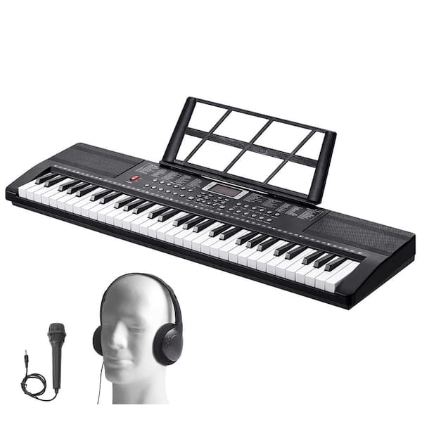 SKYSHALO 61 Key Digital Keyboard Piano, 200 Tones 200 Rhythms, Electric, Portable, with 60 Demo Songs, for Beginners Learning