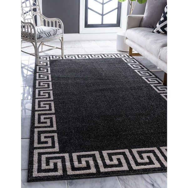 Athens Dark Gray Border Bath Rug