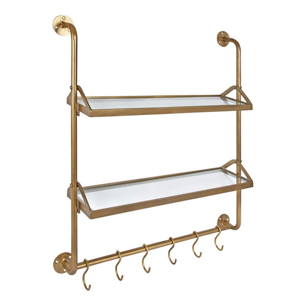 Kate and Laurel Marit 26 in. x 31 in. x in. Gold Decorative Wall Shelf  214553 The Home Depot