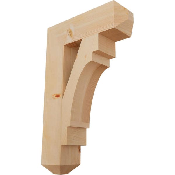 Ekena Millwork 5.5 in. x 34 in. x 22 in. Douglas Fir Merced Craftsman Smooth Bracket