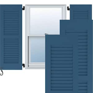 15-in W x 75-in H Americraft Two Equal Louver Exterior Real Wood Shutters (Per Pair), Sojourn Blue