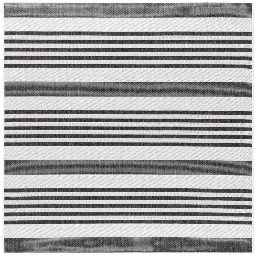 Beach House Light Gray/Charcoal 7 ft. x 7 ft. Striped Indoor/Outdoor Patio  Square Area Rug price history on PriceWatchPro