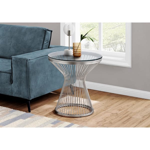 Unbranded Silver with Glass Side Table