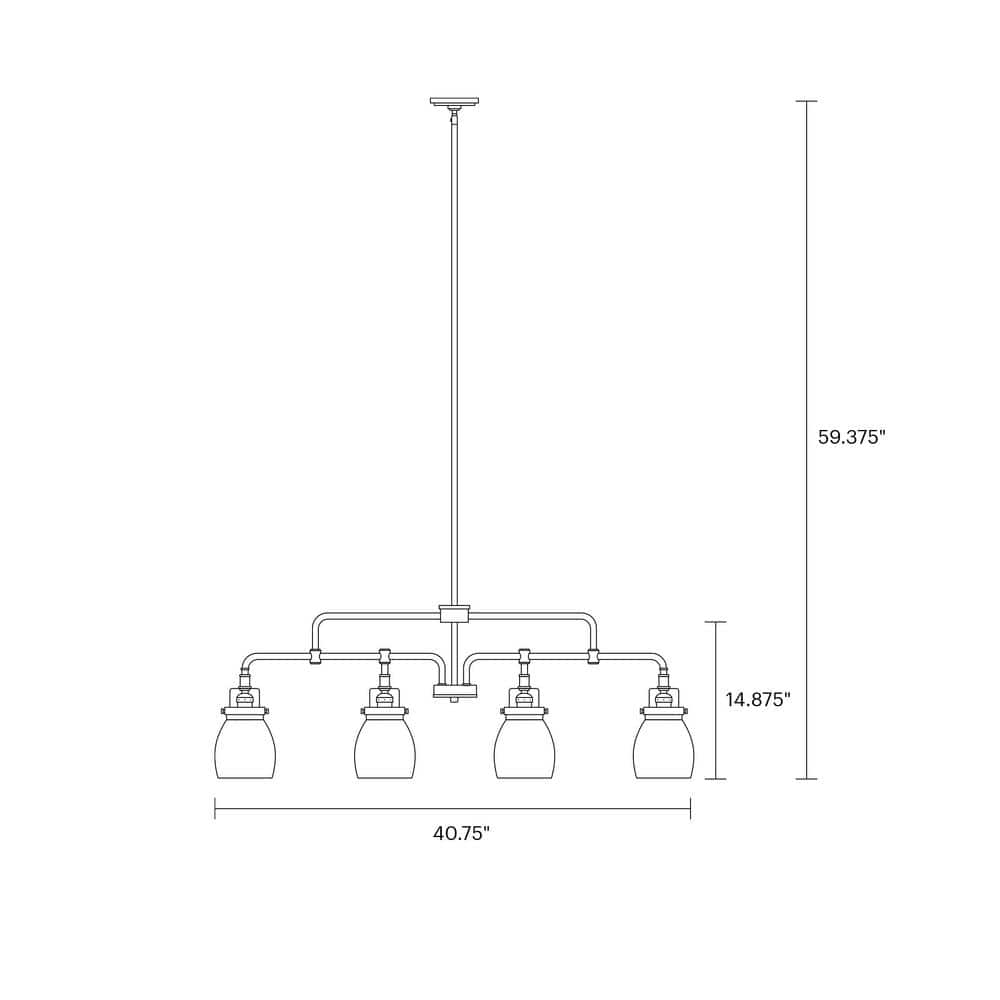 Belton Brushed Nickel 4-Light Island Pendant with Clear Seeded Glass