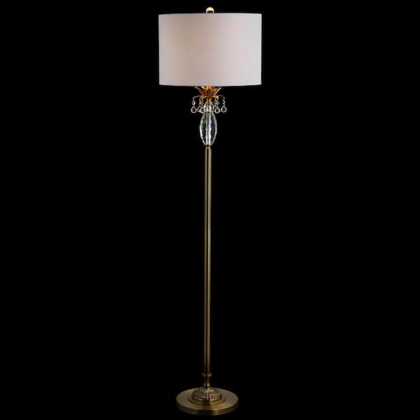 JONATHAN Y Adalyn 61 in. Clear/Brass Gold Crystal/Metal Floor Lamp