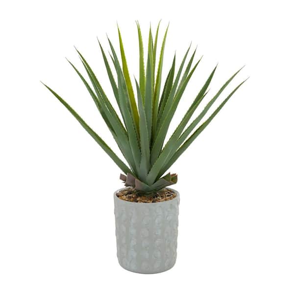 Litton Lane 38 in. H Agave Artificial Plant with Realistic Leaves and Gray Ceramic Pot