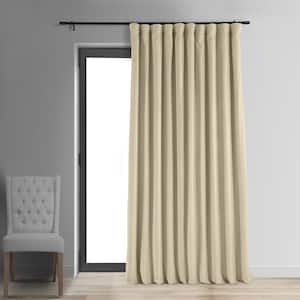 Ivory Extra Wide Velvet Rod Pocket Blackout Curtain - 100 in. W x 120 in. L (1 Panel)