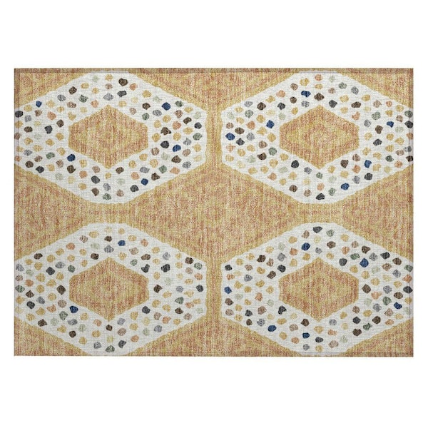Chantille Machine Washable Indoor/Outdoor Abstract ACN2457 Gold 2 ft. x 3 ft. Accent Rug