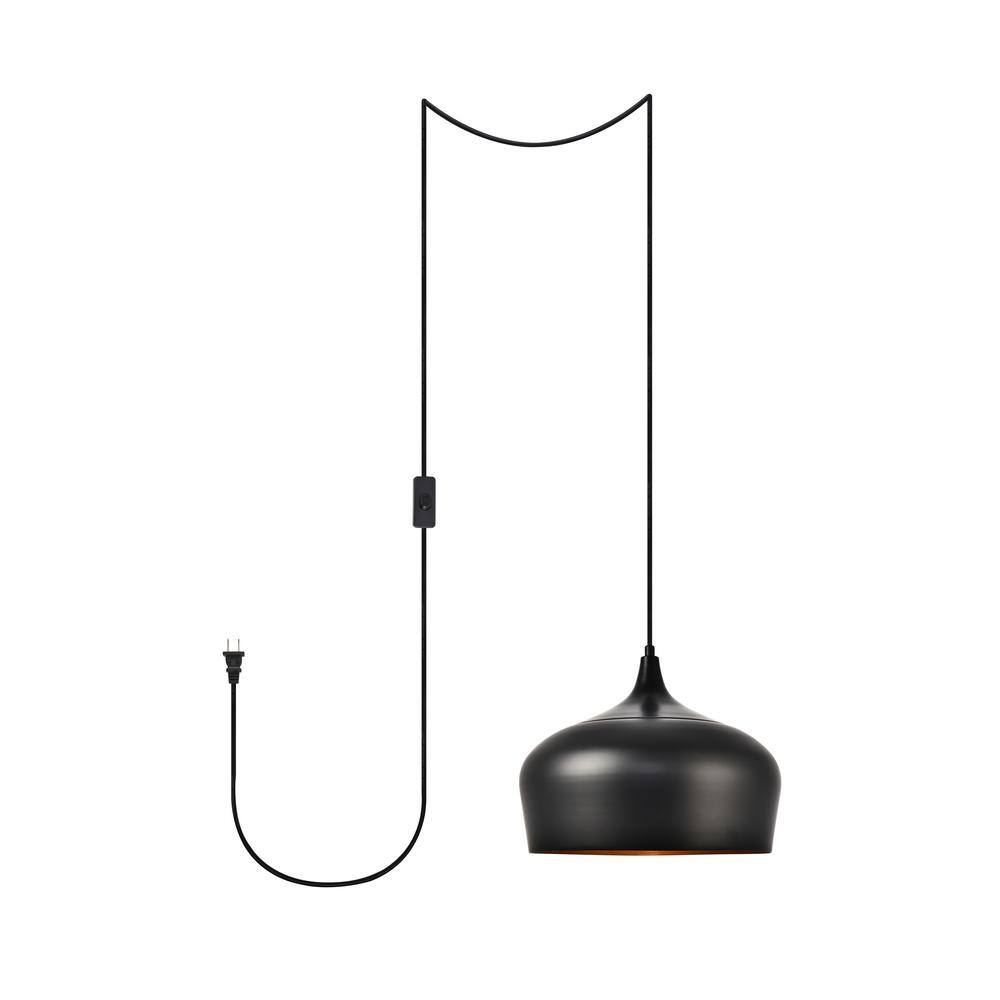Home Living 40-Watt 1-Light Black Shaded Pendant Light with Aluminium Shade