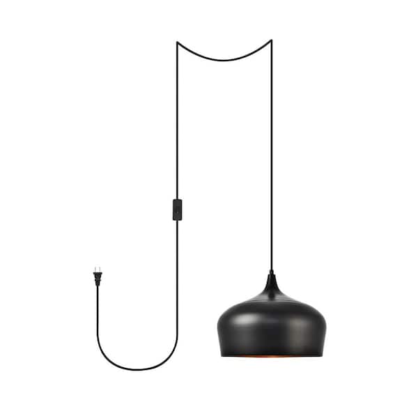 Unbranded Home Living 40-Watt 1-Light Black Shaded Pendant Light with Aluminium Shade, No Bulbs Included
