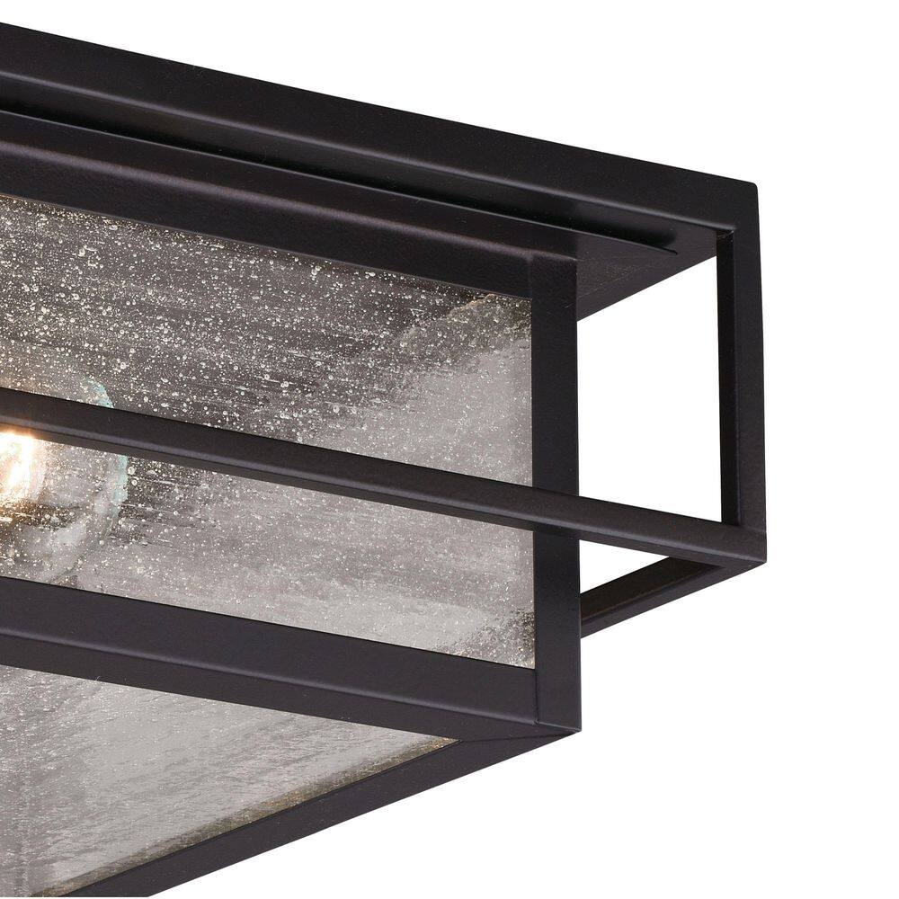 Hyde Park Espresso Bronze Square Outdoor Flush Mount Light with Seeded Glass