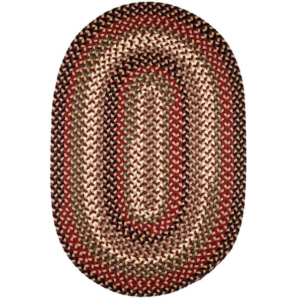 Rhody Rug Country Medley Sangria 8 ft. x 11 ft. Oval Indoor/Outdoor Braided Area Rug