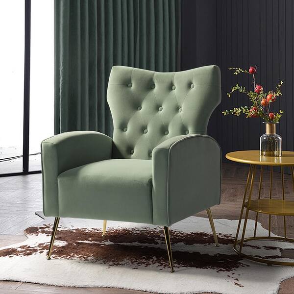 sage green wingback chair