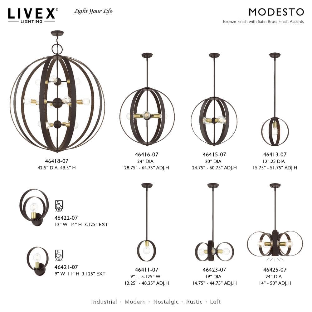 Modesto Mini Bronze and Satin Brass LED Pendant Light