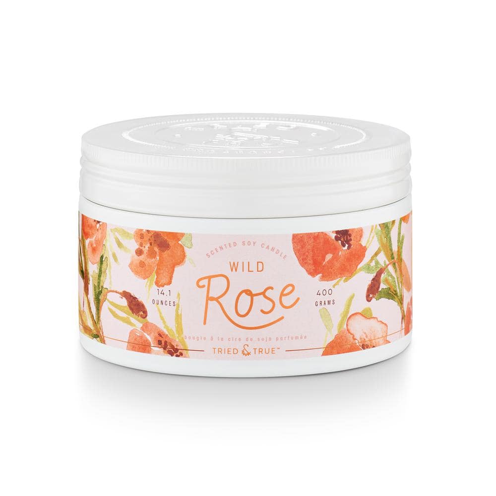 14.1 fl. oz. Wild Rose Large Tin Scented Candle 1-Pack