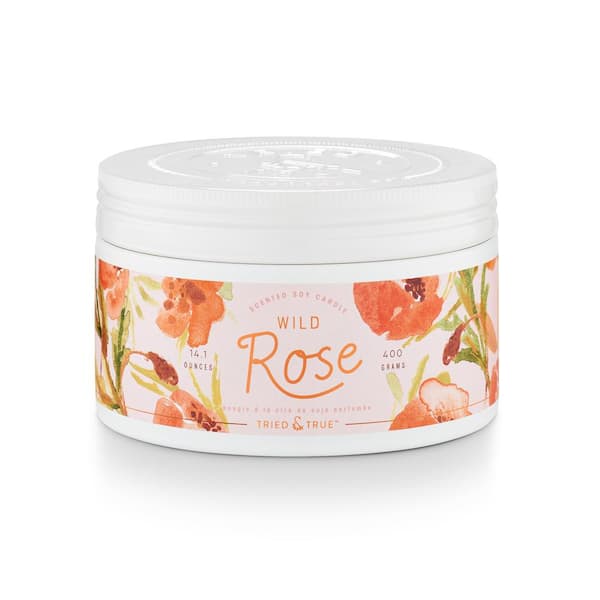Unbranded 14.1 fl. oz. Wild Rose Large Tin Scented Candle 1-Pack