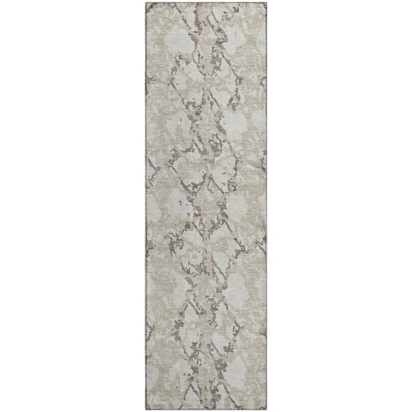 Mayfield Premium Machine Washable Abstract AMF969 Ivory 2 ft. 3 in. x 7 ft. 6 in. Runner Rug
