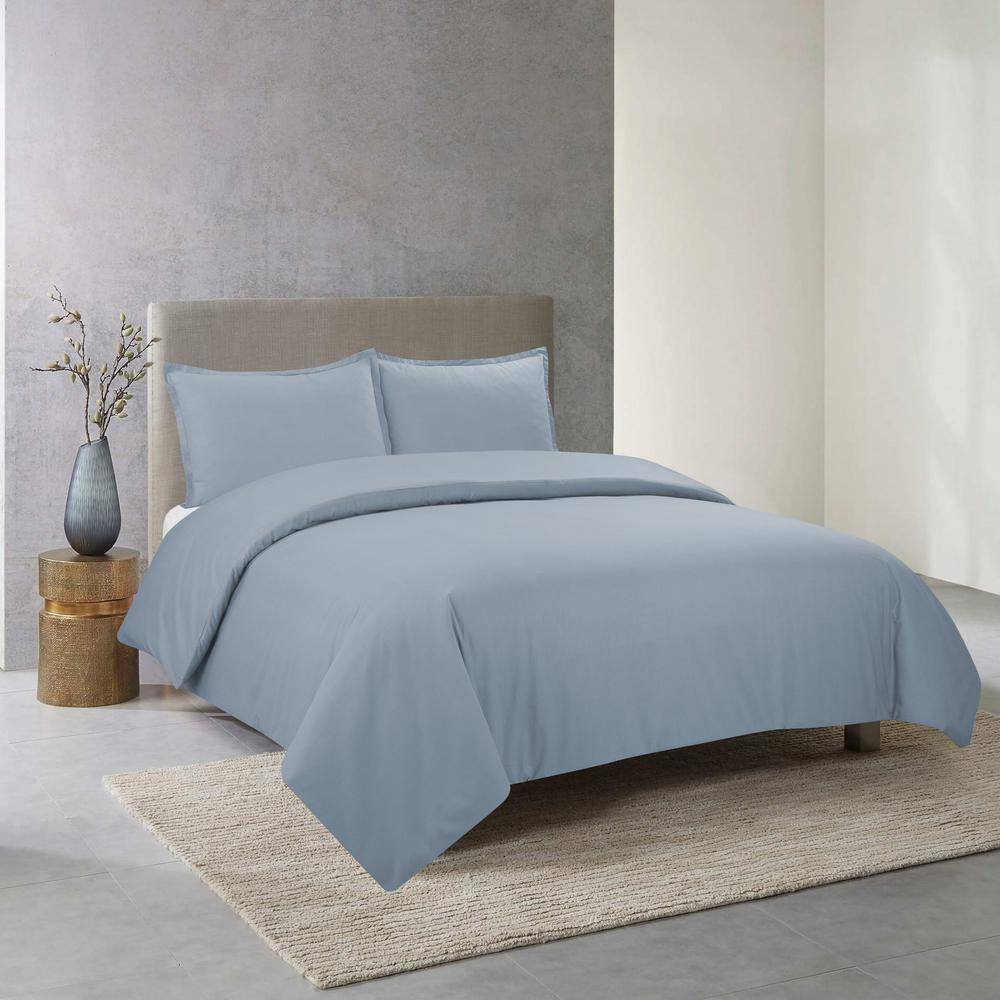 Nouvelle Home Perfectly Cotton 2-piece Light Blue Solid Cotton Twin 