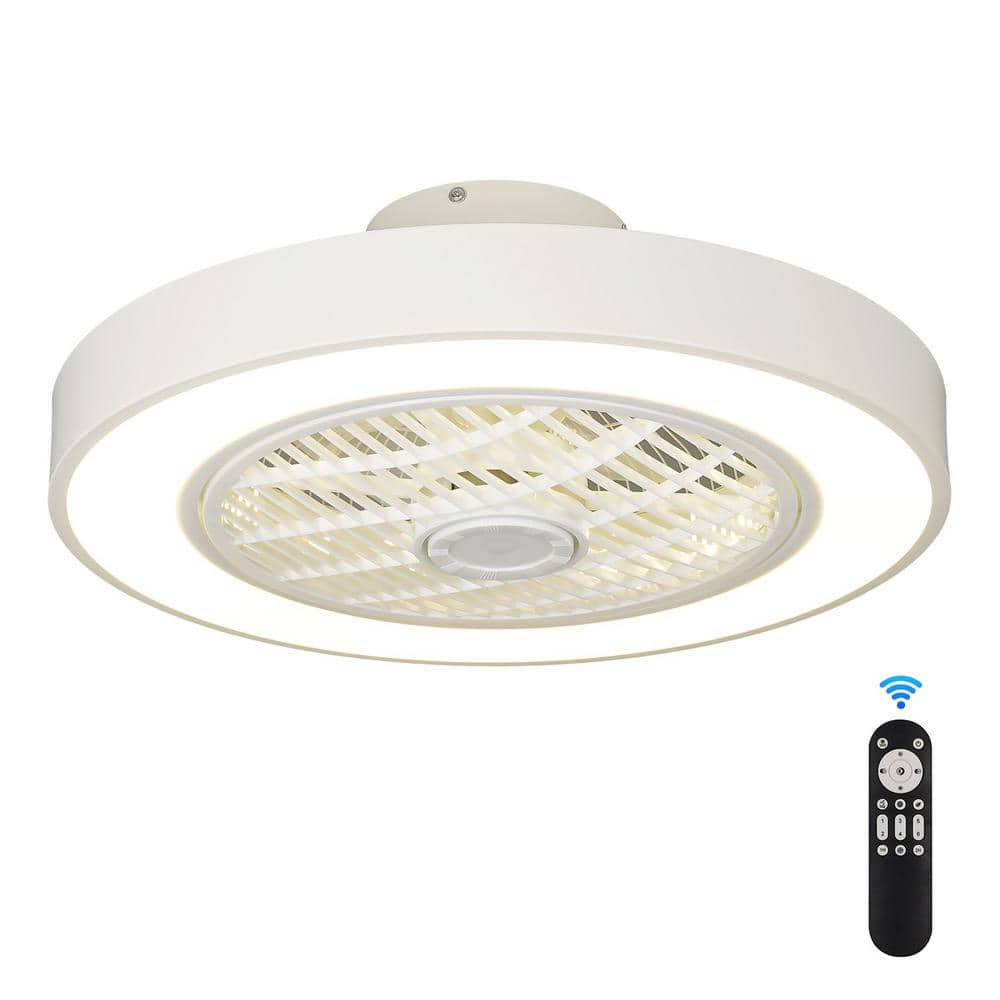 CIPACHO 20 in. LED Indoor White Enclosed Bladeless Ceiling Fan