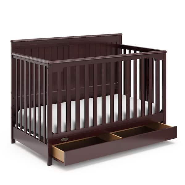 Graco Hadley 4 In 1 Convertible Crib With Drawer Espresso 04521 709 The Home Depot