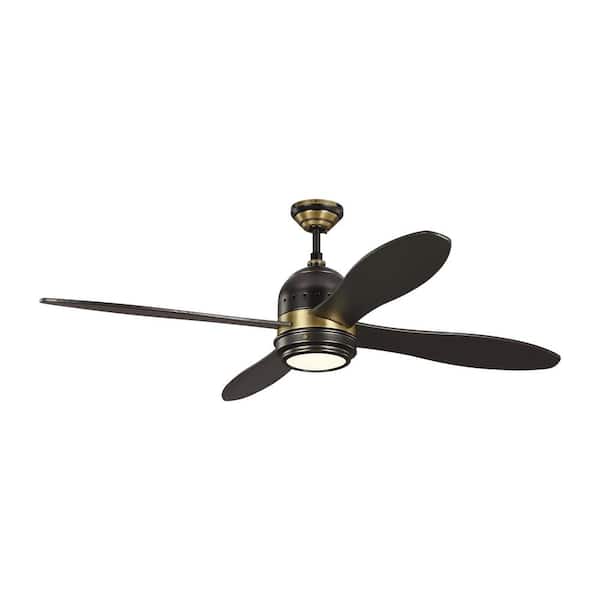 Monte Carlo Tob By Thomas O Brien Metrograph 56 In Integrated Led Indoor Bronze And Antique Brass Ceiling Fan With Remote Control 4tsr56bnzhabd - Antique Brass Ceiling Fans With Light And Remote Control
