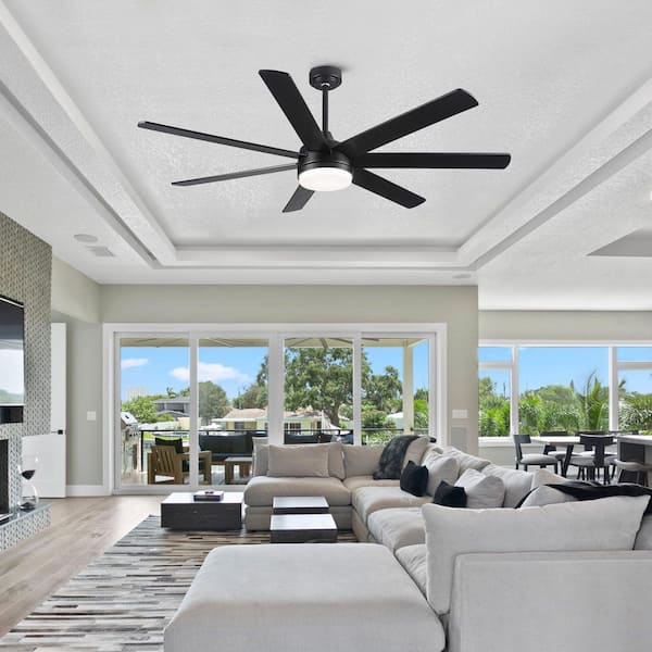 Avex 72 in. Black Standard Downrod Mount Ceiling Fan with Remote Control and Dimmable Integrated LED