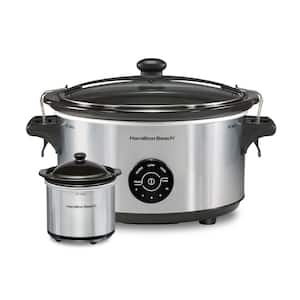 Stay or Go 7 qt. Silver Slow Cooker with Party Dipper Food Warmer