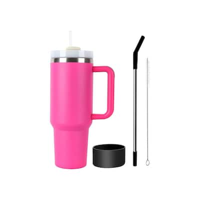 JoyJolt 20 oz. Pink Vacuum Insulated Stainless Steel Tumbler with Flip Lid  and Straw Lid Options JVI10403 - The Home Depot