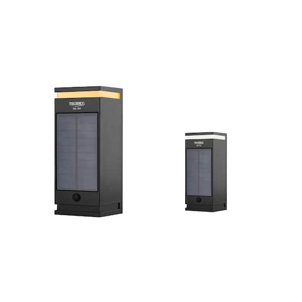 TECHKO Black Solar Integrated LED Outdoor Wall Sconce Single Direction Light