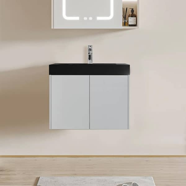 29.9 in. Drop-In Bathroom Sink in Matte Black Quartz Vanity Top