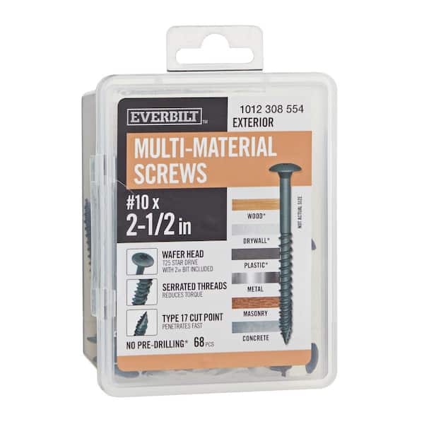 #10 x 2-1/2 in. Black 6-Lobe Torx Drive Exterior Wafer Head Multi-Material Screw 1 lbs. -Box (68-Piece )