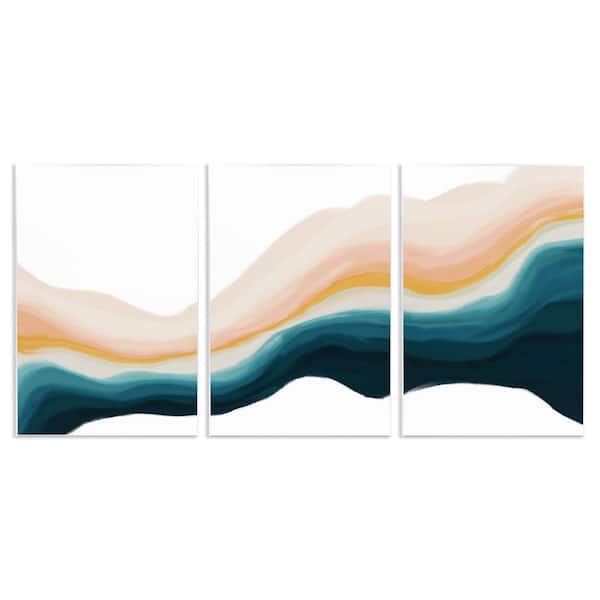 Stupell Industries Fluid Peach Swirl by JJ Design House, LLC. 3 Pieces Unframed Abstract Graphic Art Print 15 in. x 10 in.