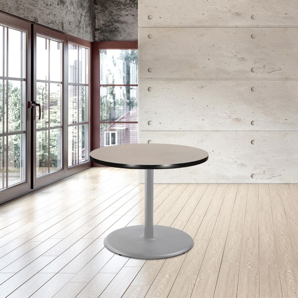 Bennet Cafe Table Grey Nebula Wood Top with Soft Grey Metal Frame 36 in. Pedestal Base Dining Table Seats 2 price history on PriceWatchPro