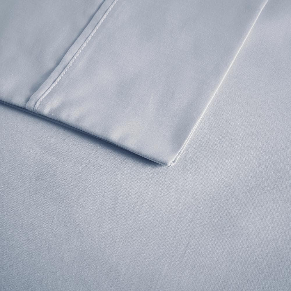 Full Blue Cotton Polyester Cooling Sheet Set with Pillow Covers
