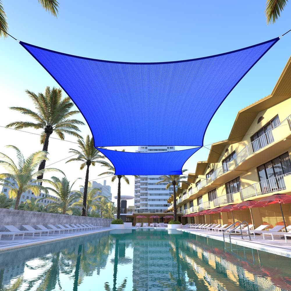 Blue 12' x 20' HDPE Rectangle Sun Shade Sail Canopy
