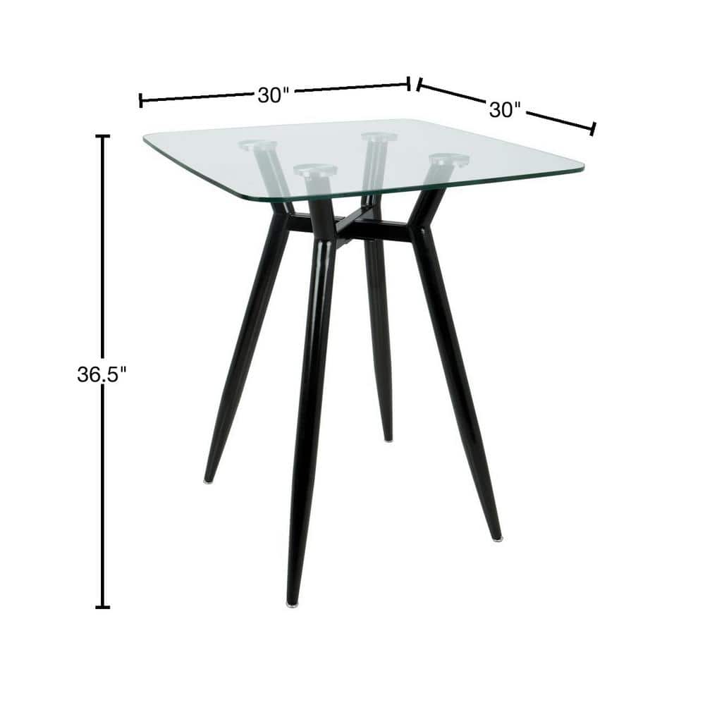 Sleek Mid-Century Modern 30" Square Glass Counter Table