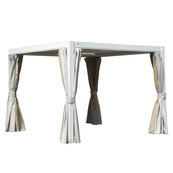 10 ft. x 10 ft. Aluminum Louvered Pergola with Adjustable Roof, White