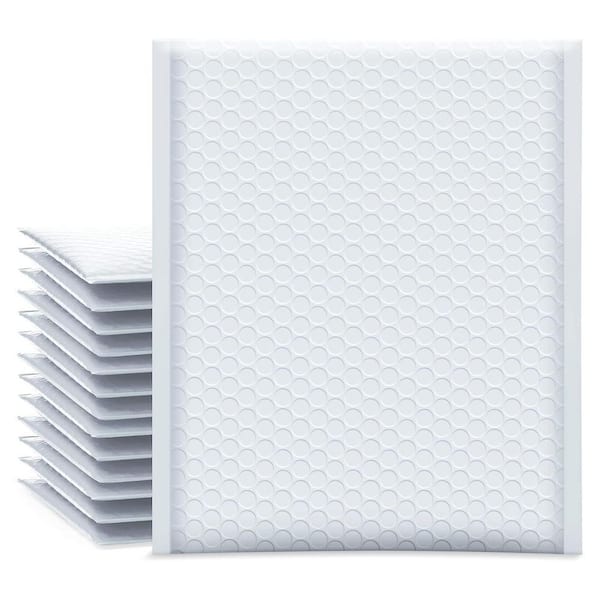 Unbranded Bubble Mailers 8.5 x 12 in. White Waterproof Poly Padded Envelopes 25 Pack Medium Opaque Shipping Bags