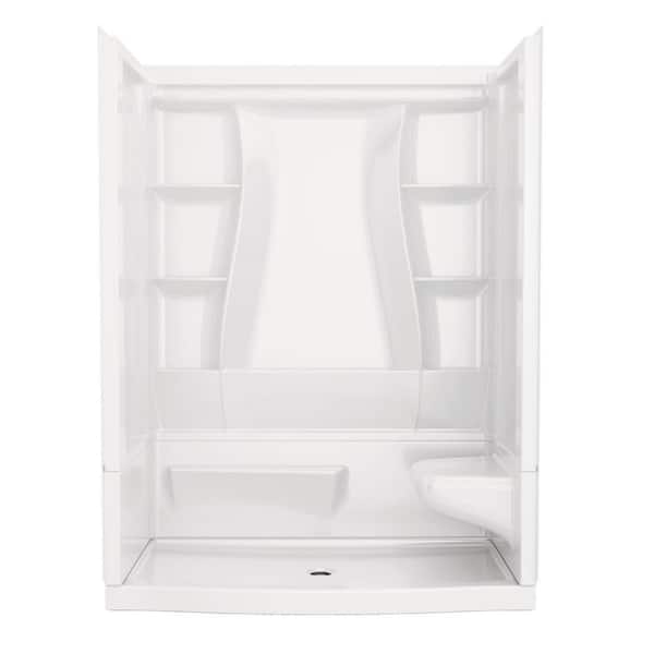 Classic 500 Curve Right Seat 60 in. x 32 in. x 75.88 in. H Alcove Shower Kit Shower Wall and Shower Pan in White